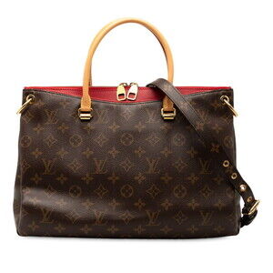 Louis Vuitton Monogram Pallas Handbag Shoulder Bag Cerise Red Brown
